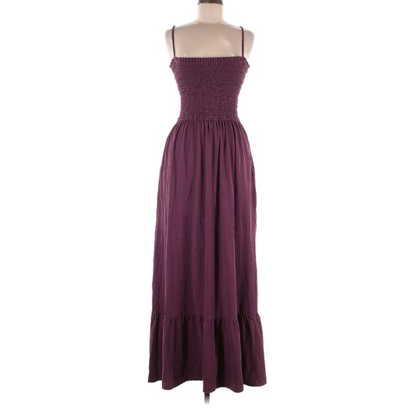 PACT Organic Cotton Stretch Soirée Smocked Top Burgundy Lux Jersey Maxi Dress - Picture 3 of 9